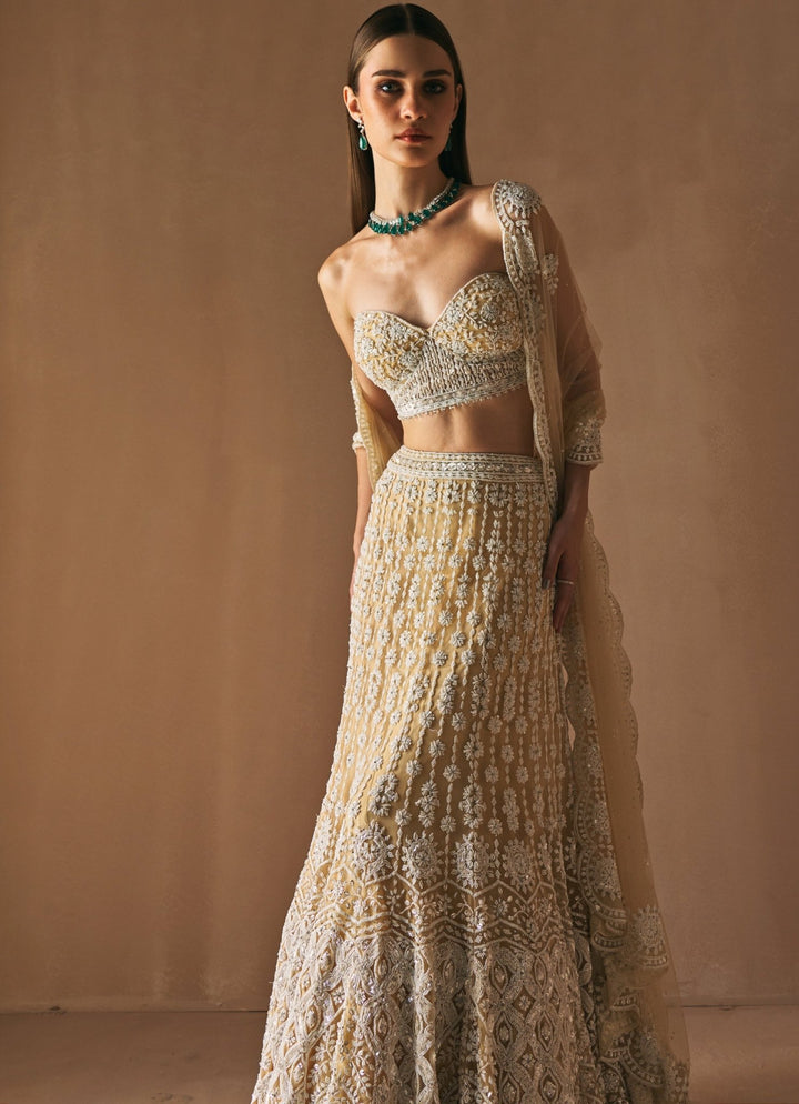 Ivory Embroidered Mermaid Lehenga set Angad Singh - Fabilicious Fashion