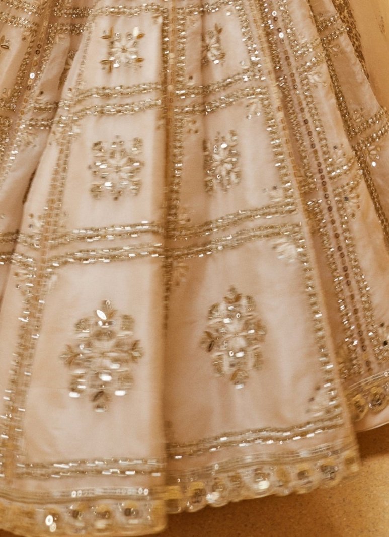 Ivory Embroidered Organza Bridal Lehenga Prevasu - Fabilicious Fashion
