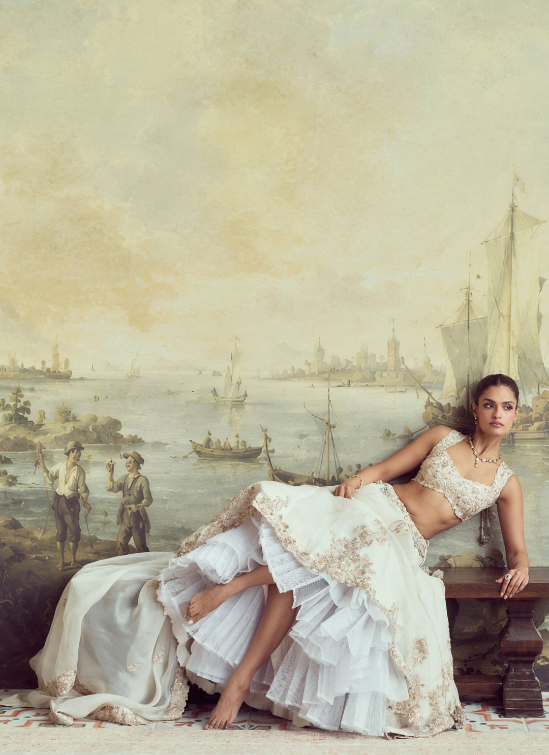 Prisho Ivory Embroidered Organza Lehenga SetFabilicious Fashion