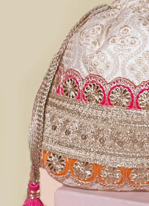 Ivory Embroidered Potli AMYRA - Fabilicious Fashion