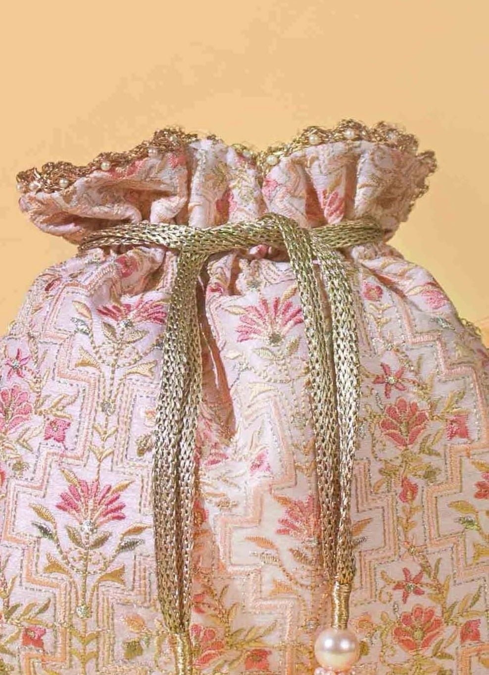 Ivory Embroidered Potli AMYRA - Fabilicious Fashion