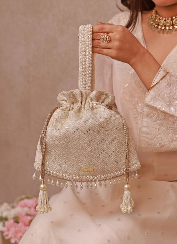 Ivory Embroidered Potli