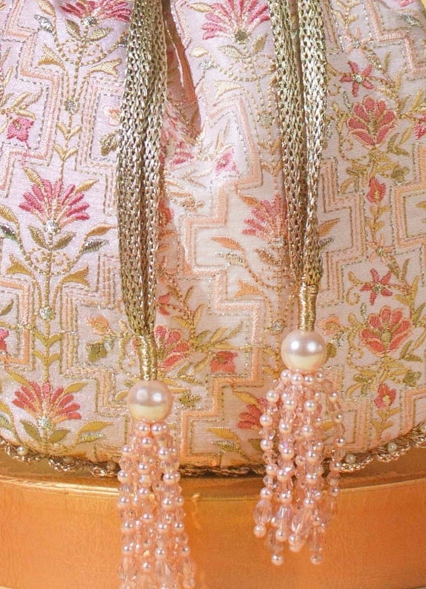 Ivory Embroidered Potli AMYRA - Fabilicious Fashion