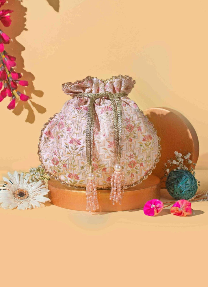 Ivory Embroidered Potli AMYRA - Fabilicious Fashion