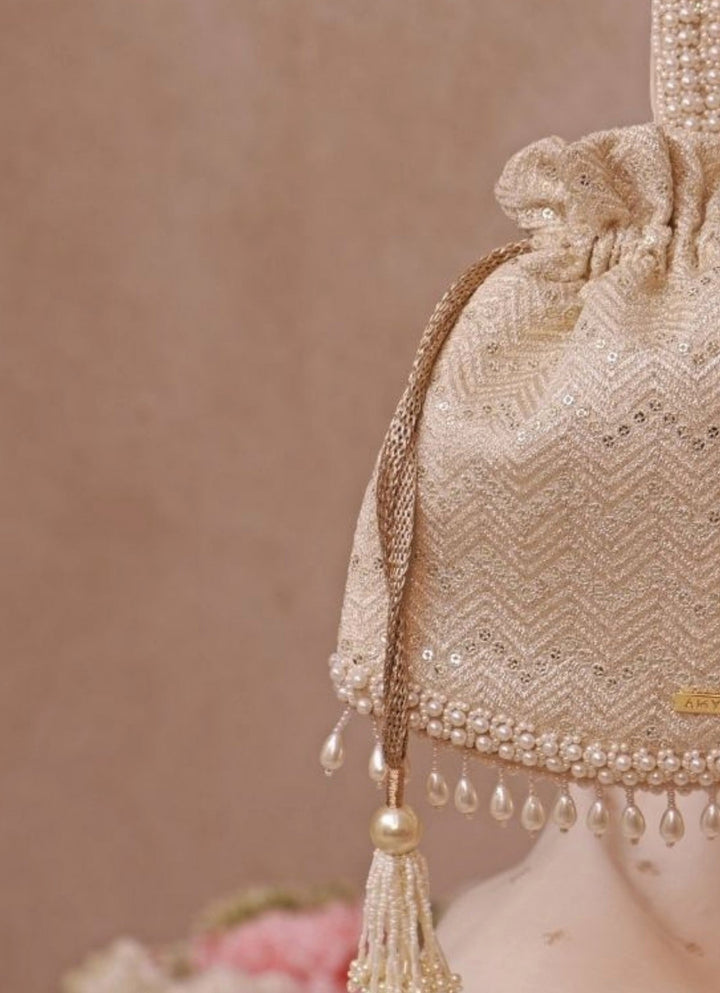 Ivory Embroidered Potli Amyra - Fabilicious Fashion