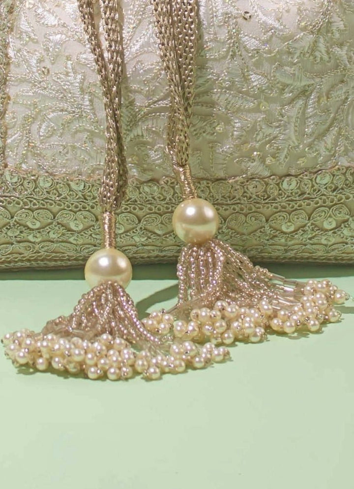 Ivory Embroidered Potli AMYRA - Fabilicious Fashion