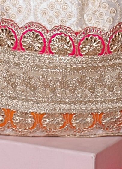 Ivory Embroidered Potli AMYRA - Fabilicious Fashion