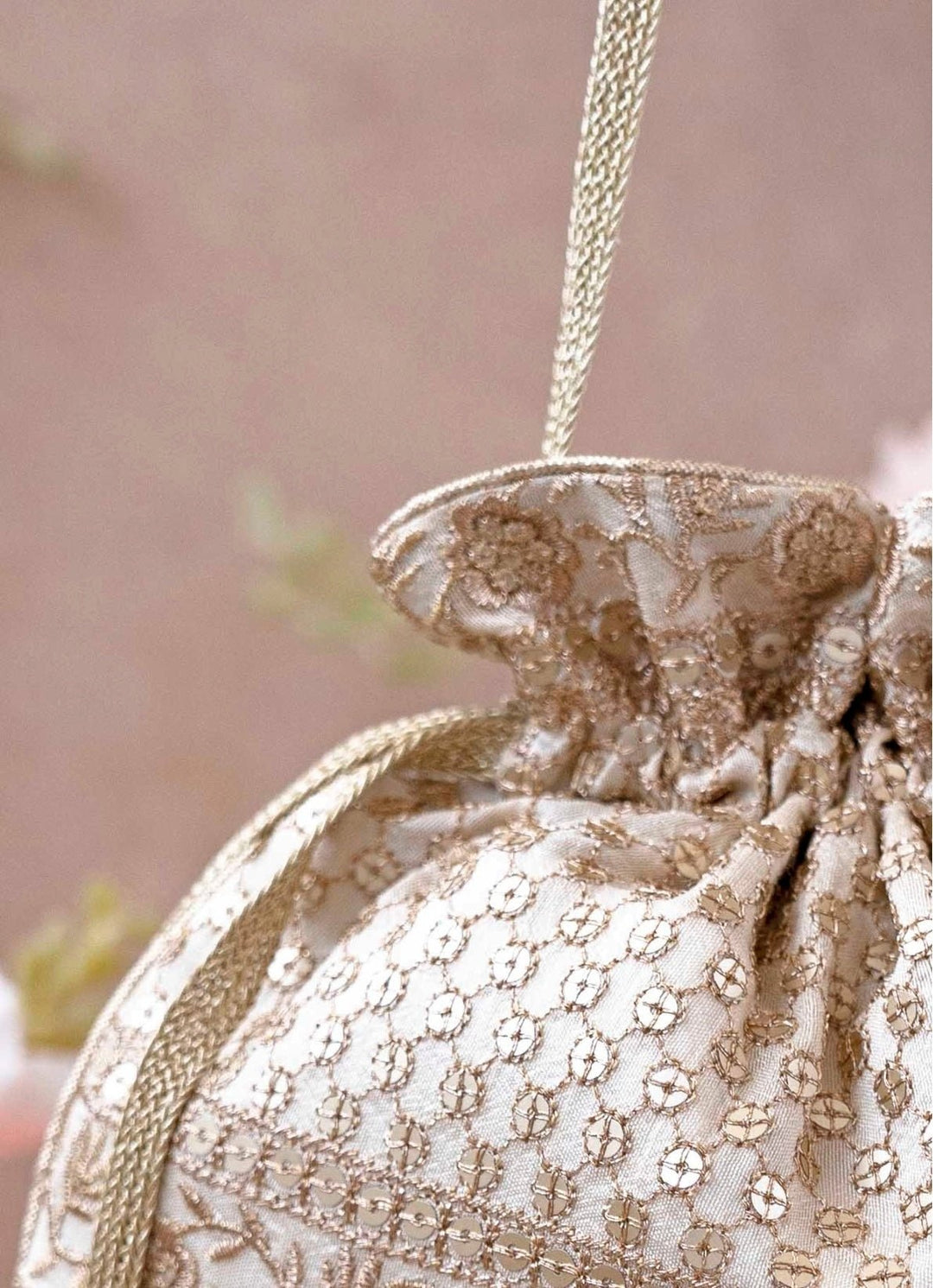 Ivory Embroidered Potli AMYRA - Fabilicious Fashion