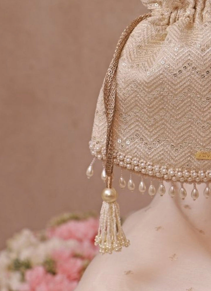Ivory Embroidered Potli Amyra - Fabilicious Fashion