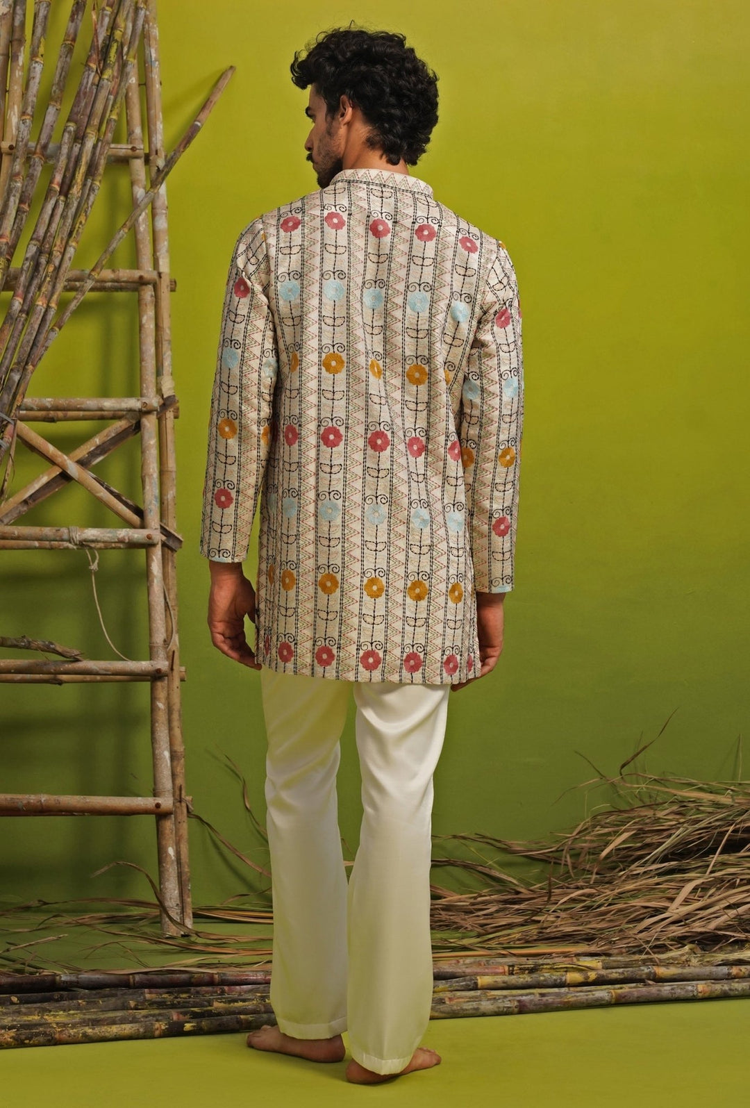 Kalpraag Ivory Embroidered Silk Blend Short Kurta SetFabilicious Fashion