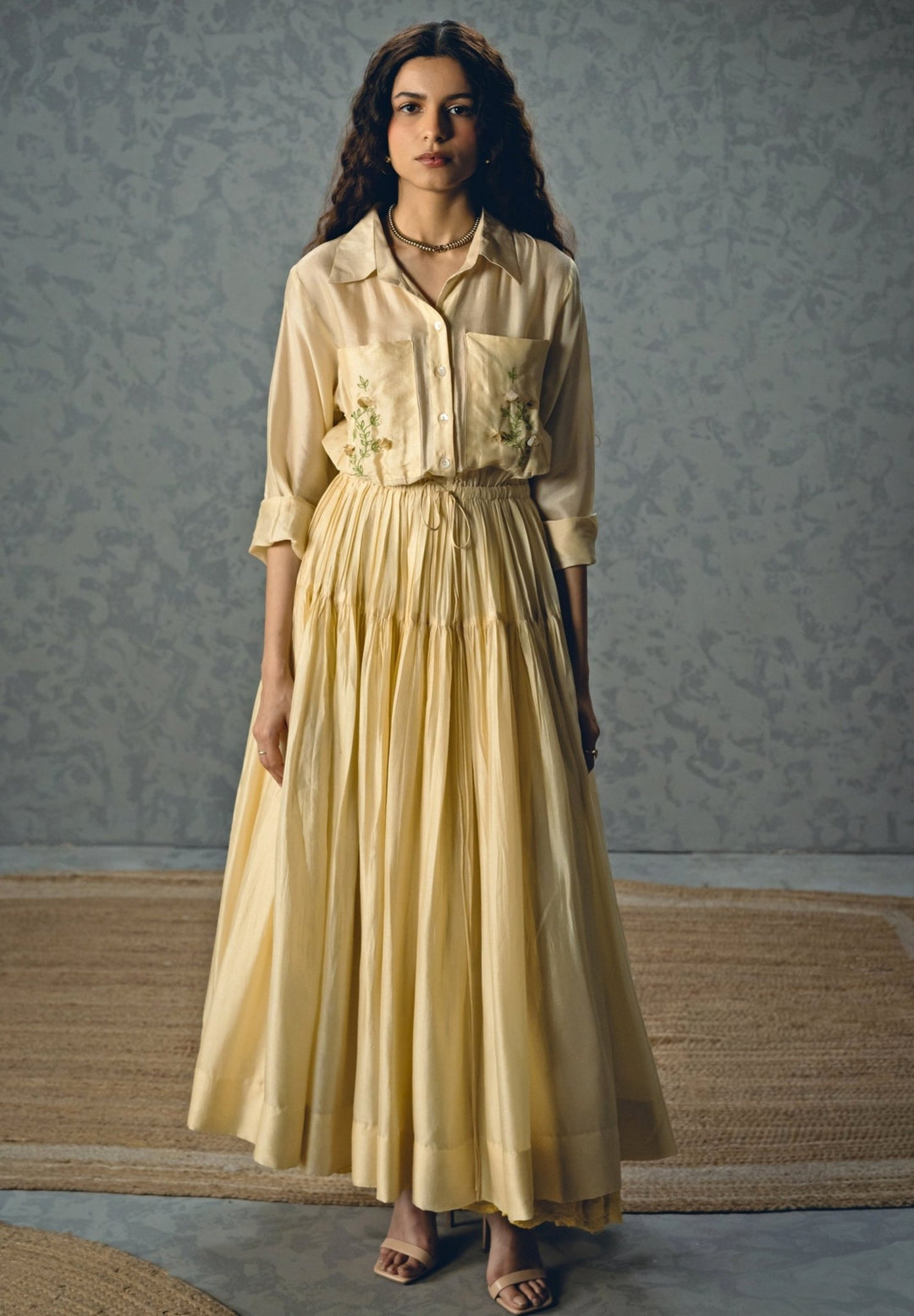 Ivory Embroidered Silk Dress Paulmi and Harsh X Ease - Fabilicious Fashion