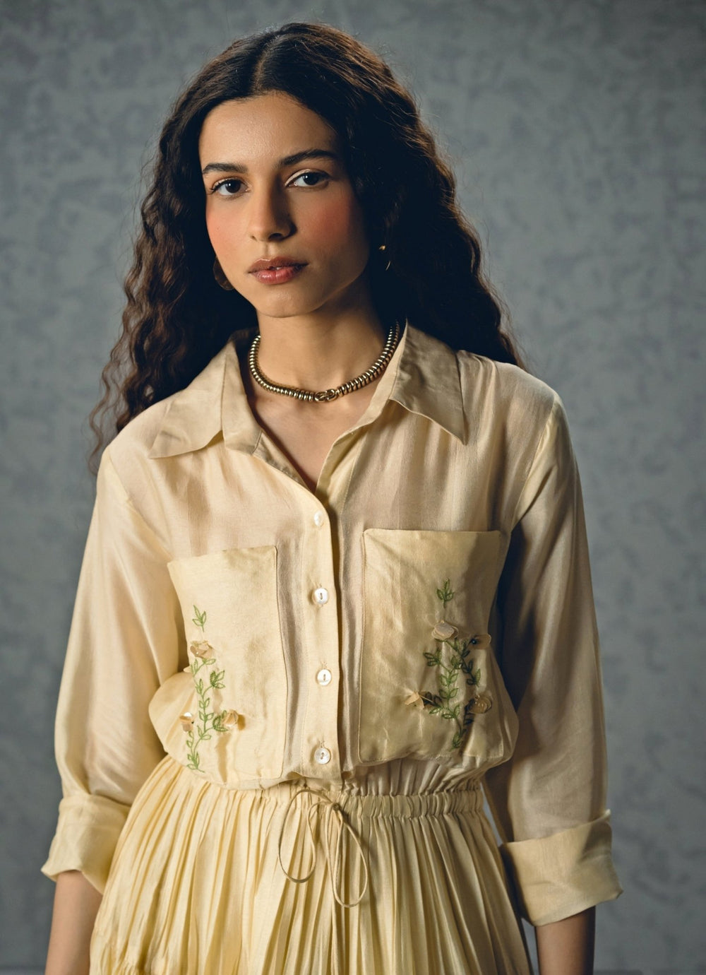 Ivory Embroidered Silk Dress Paulmi and Harsh X Ease - Fabilicious Fashion
