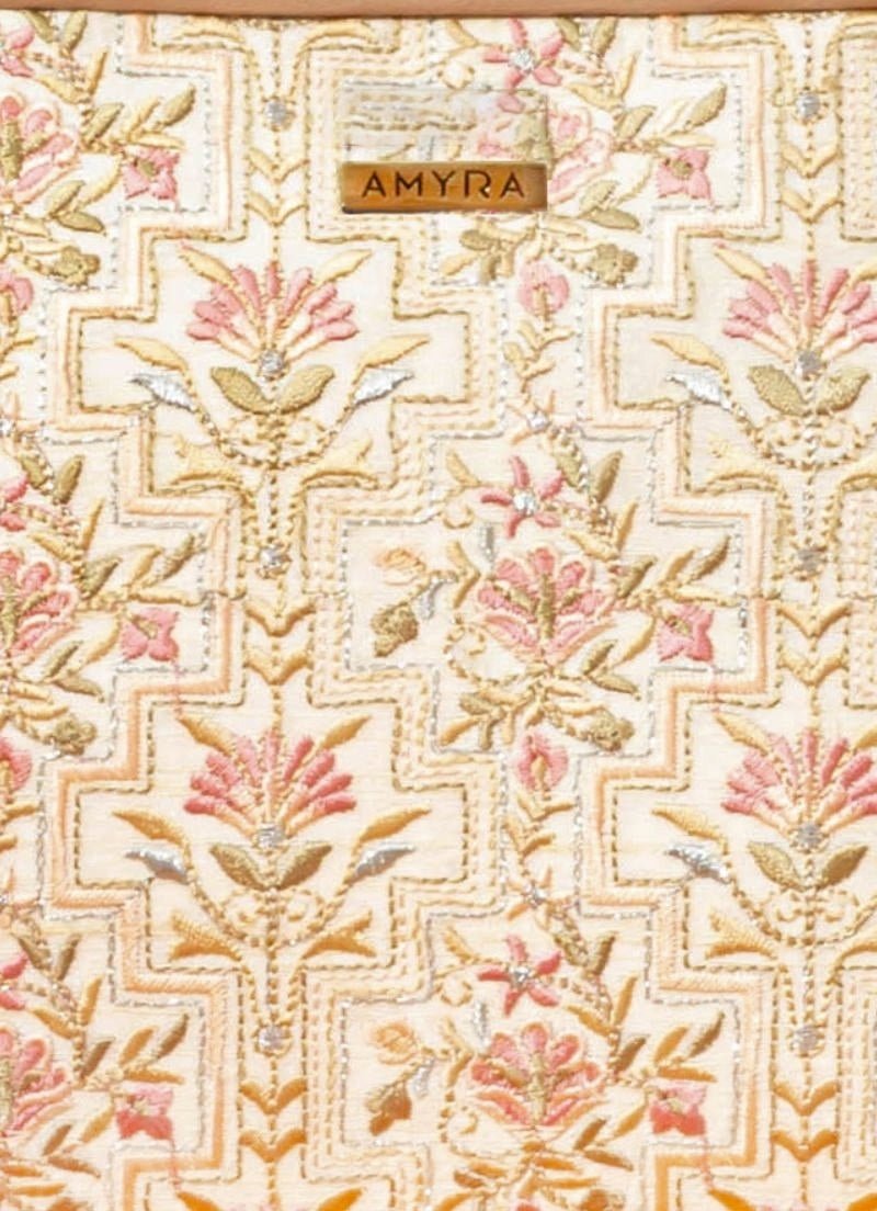 Amyra Ivory Embroidered Silk HandbagFabilicious Fashion