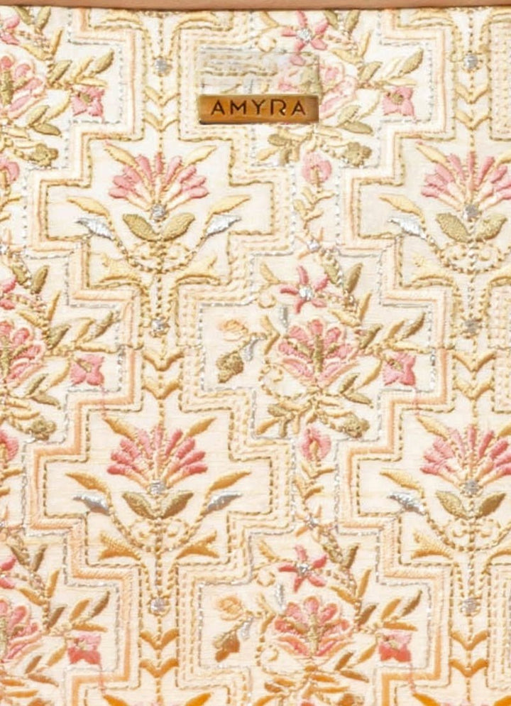 Amyra Ivory Embroidered Silk HandbagFabilicious Fashion