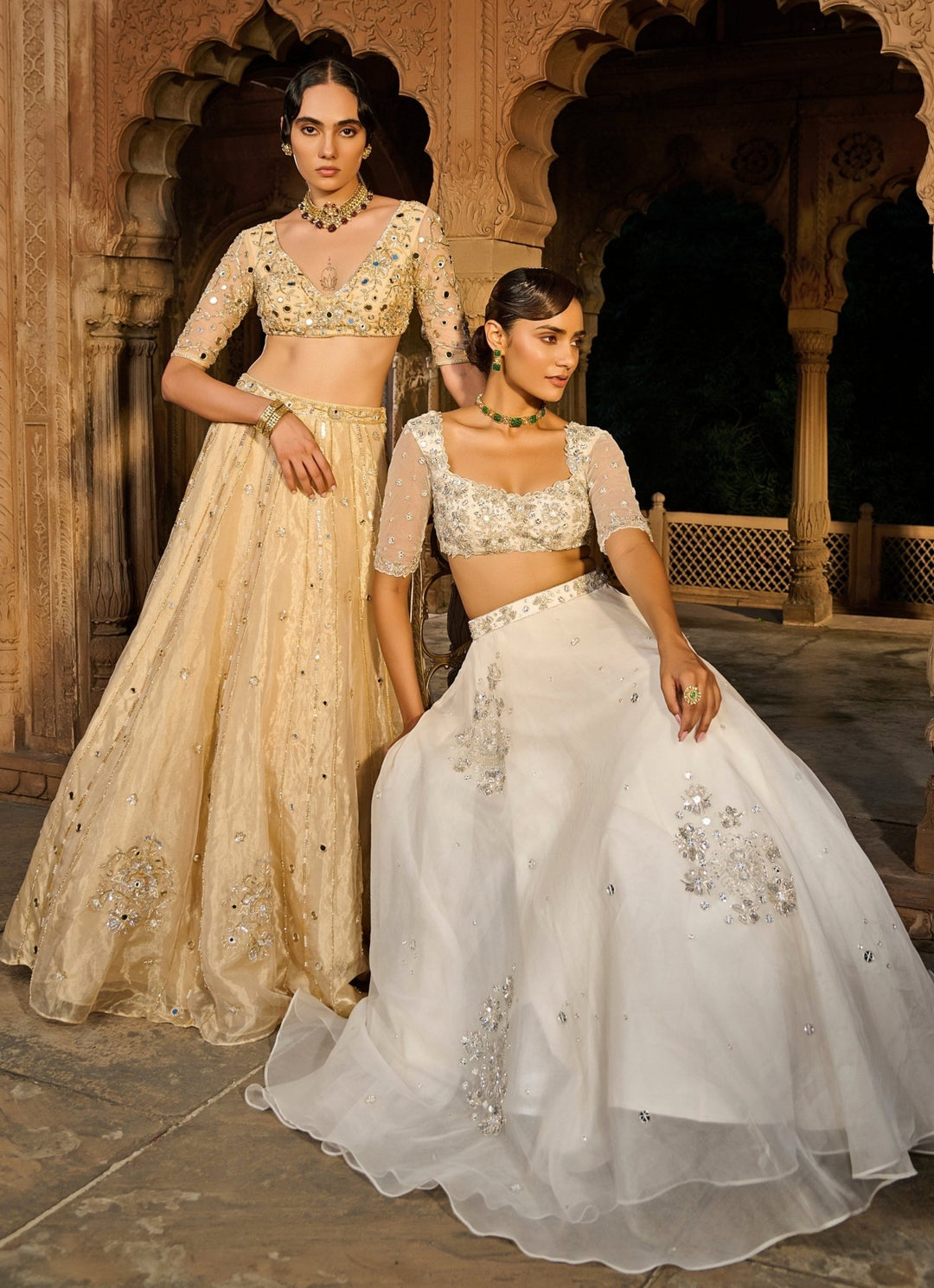 Ivory Embroidered Silk Organza Lehenga Set Zoon Tribe - Fabilicious Fashion