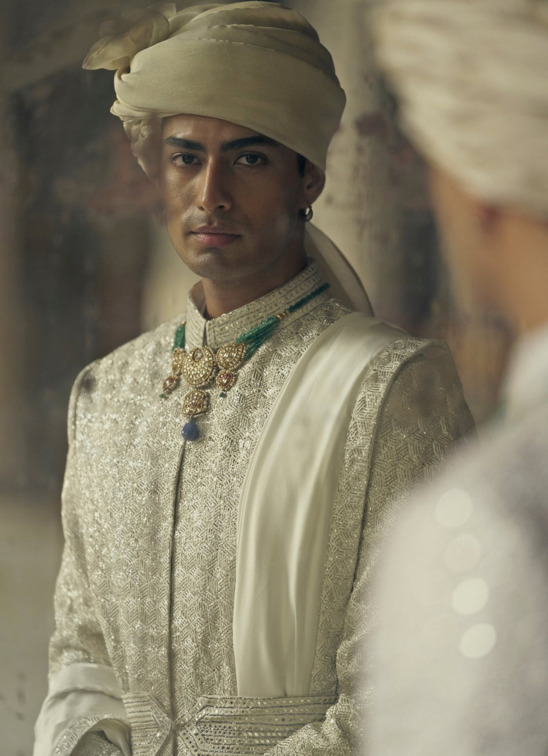 Ivory Embroidered Silk Sherwani Nitika Gujral - Men - Fabilicious Fashion