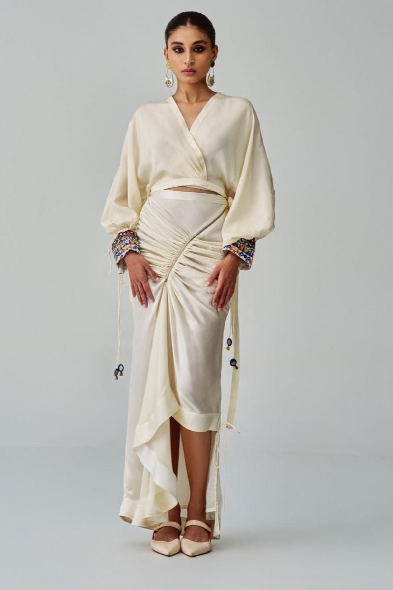 Ivory Embroidered Skirt Set Saaksha & Kinni - Fabilicious Fashion
