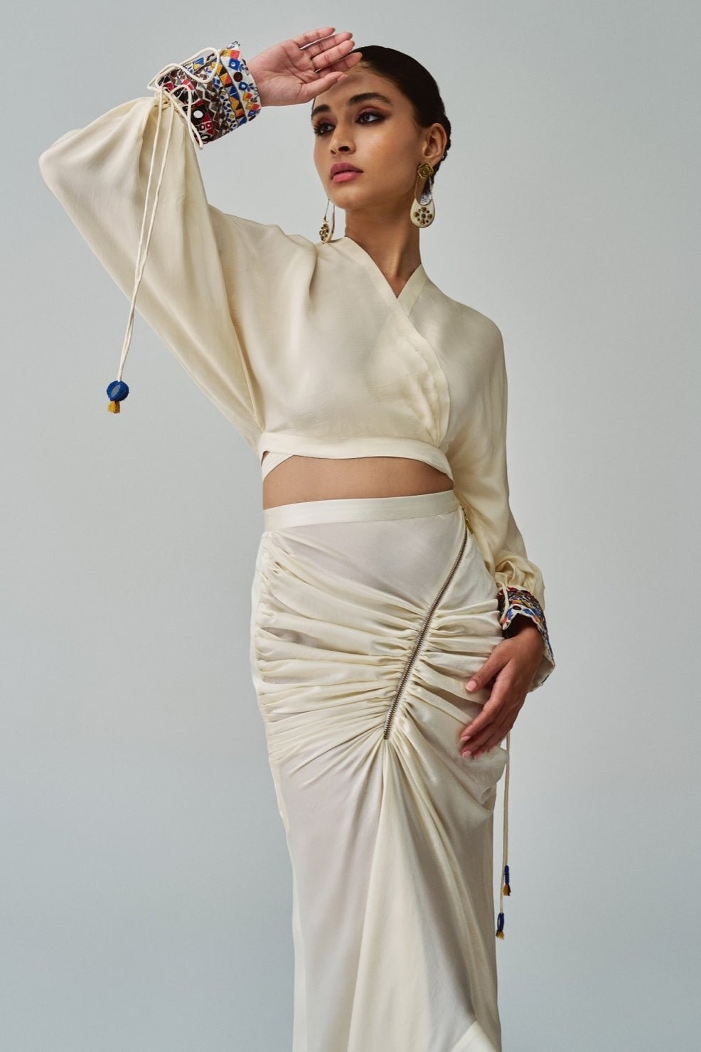 Ivory Embroidered Skirt Set Saaksha & Kinni - Fabilicious Fashion