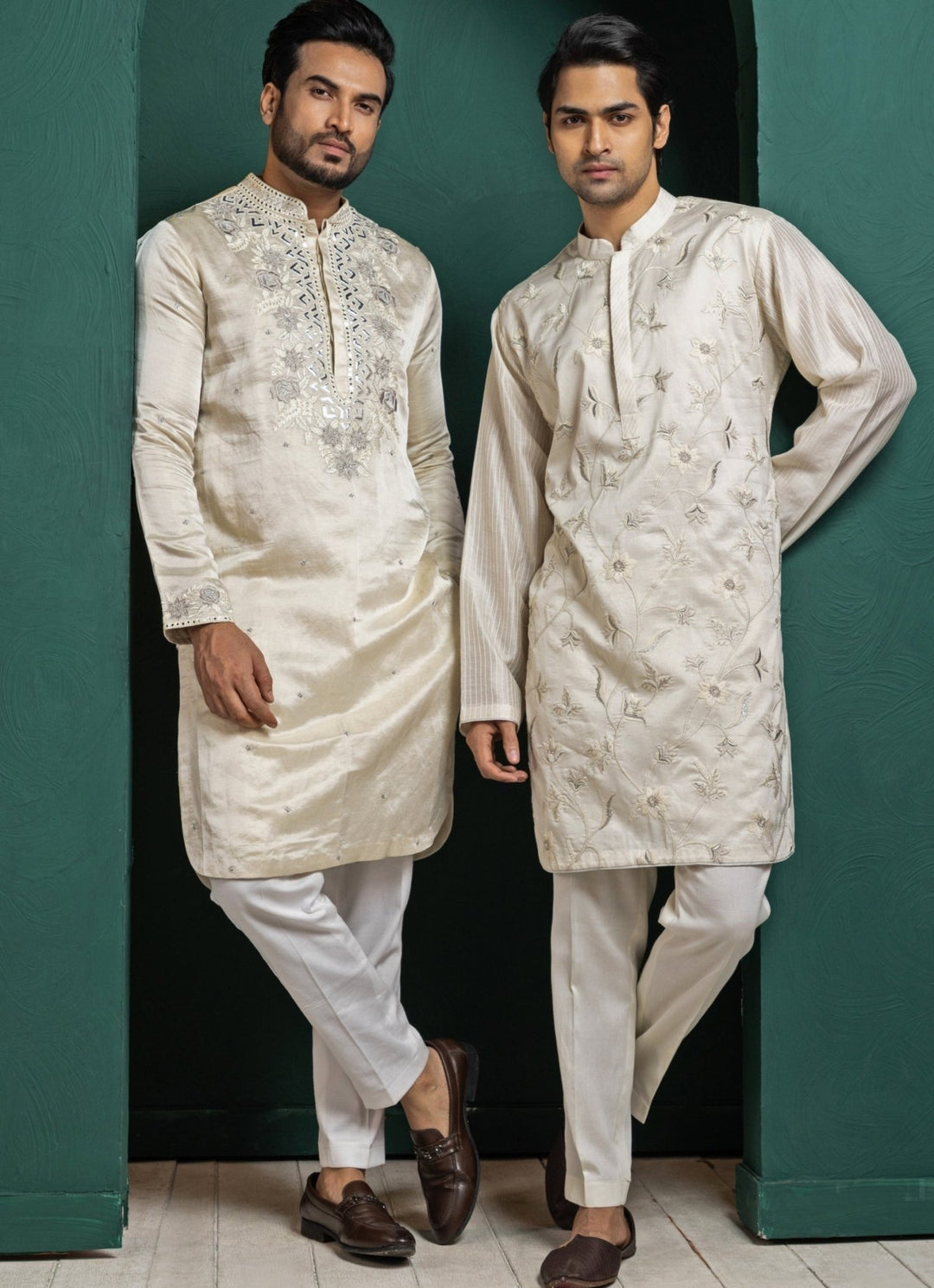 Ivory Floral Chanderi Embroidered Kurta Pant Set Smriti - Fabilicious Fashion