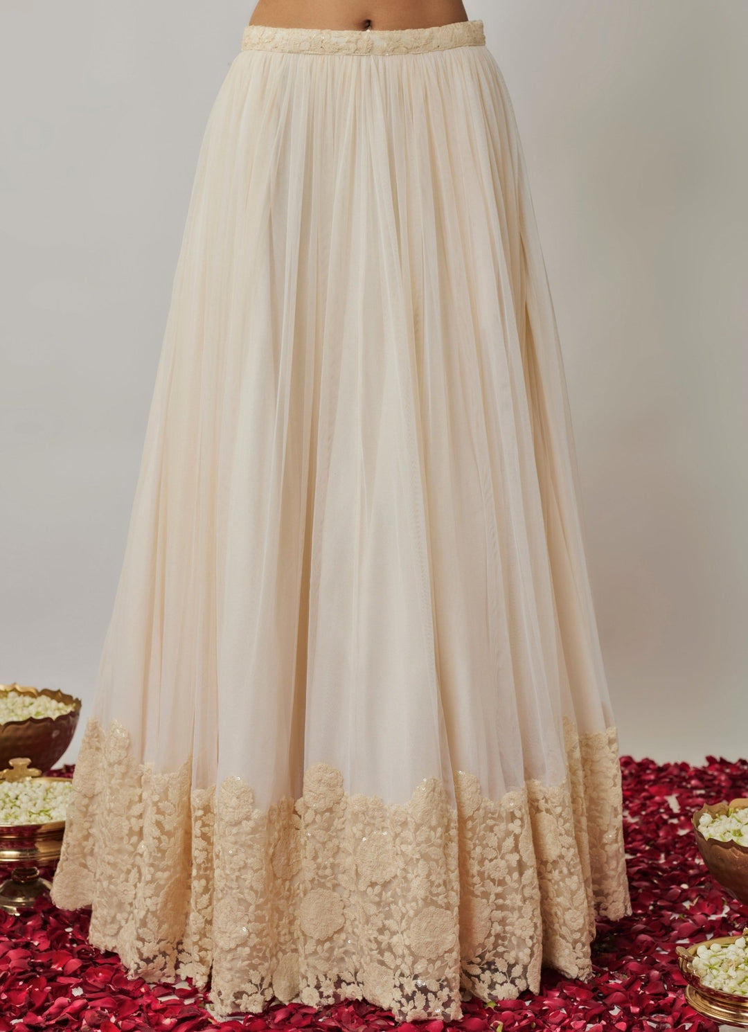 Ivory Floral Embroidered Lehenga Set Renee Label - Fabilicious Fashion
