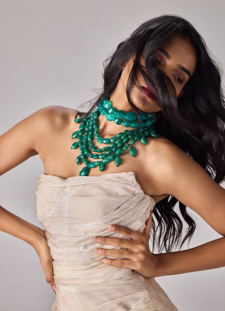 Saaksha &amp; Kinni Ivory Floral Print Corset Style GownFabilicious Fashion