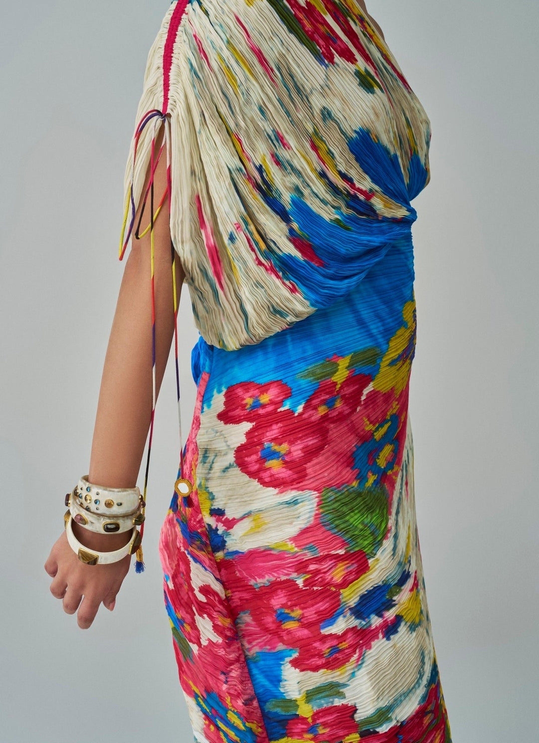 Ivory Floral Print Dress Saaksha & Kinni - Fabilicious Fashion