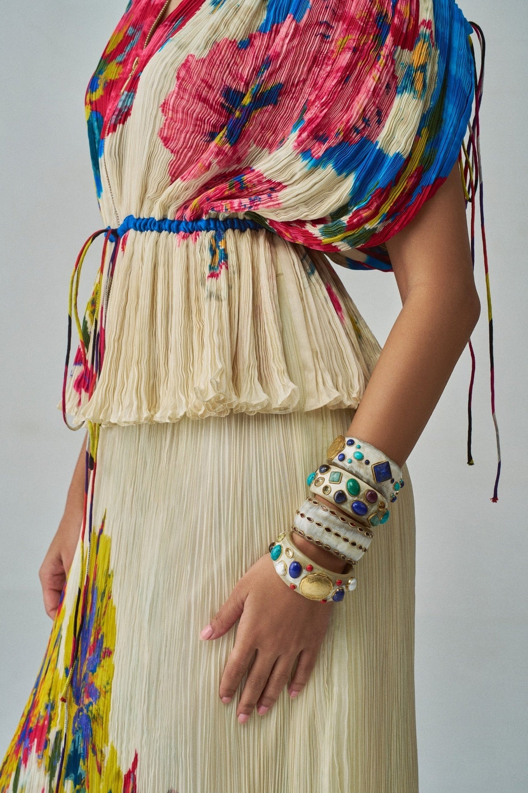 Ivory Floral Print Skirt Set Saaksha & Kinni - Fabilicious Fashion