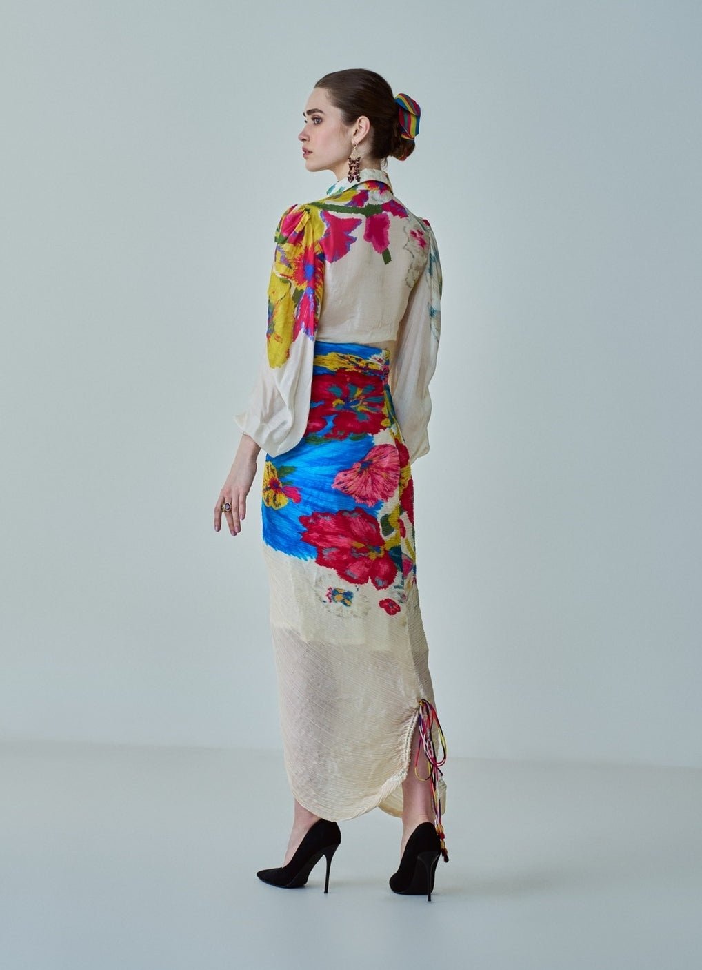 Ivory Floral Print Skirt Set Saaksha & Kinni - Fabilicious Fashion