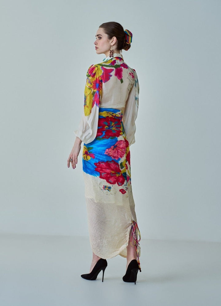 Ivory Floral Print Skirt Set Saaksha & Kinni - Fabilicious Fashion