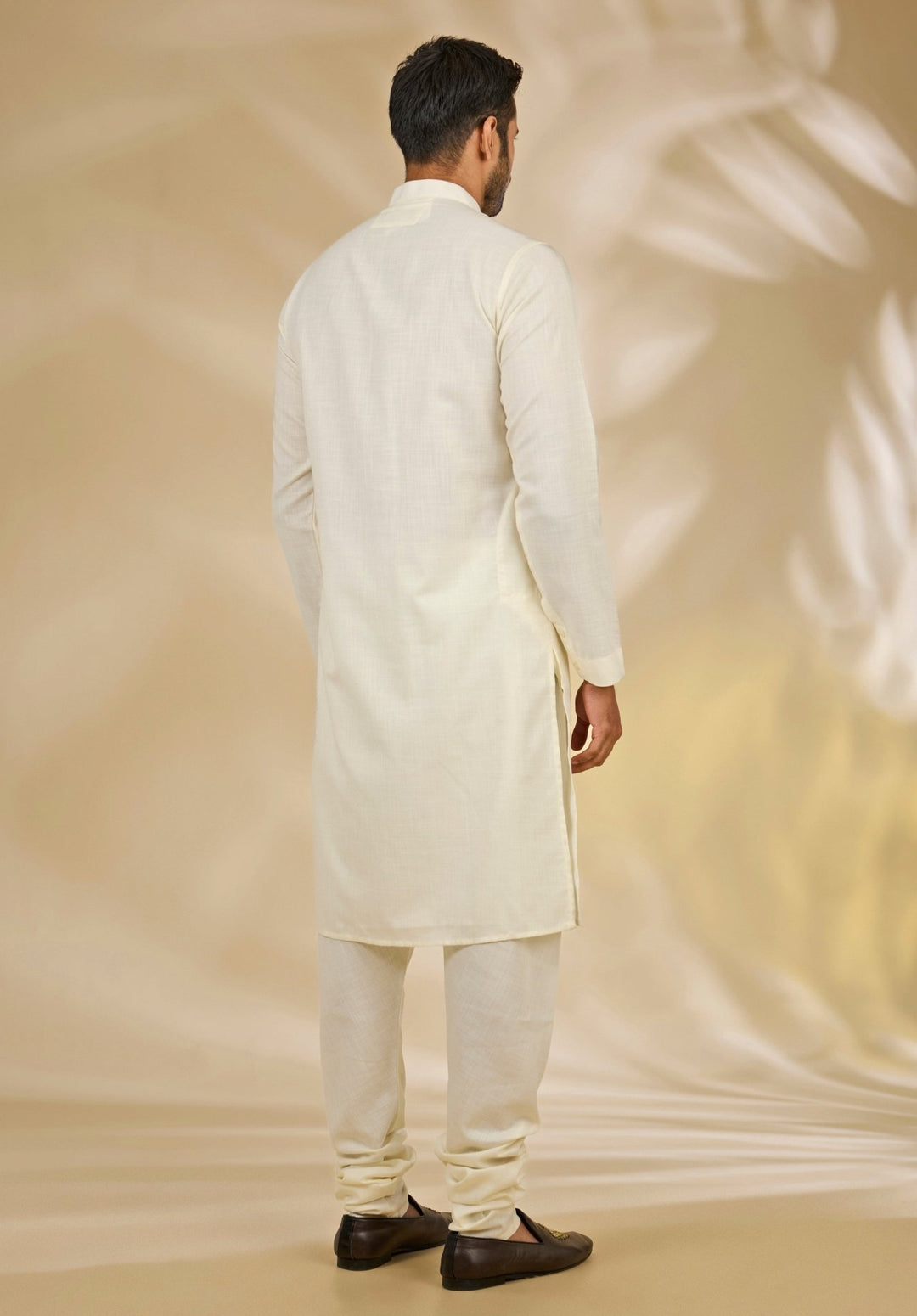 Manish Nagdeo Men Ivory Floral Printed Cotton Silk Bundi SetFabilicious Fashion