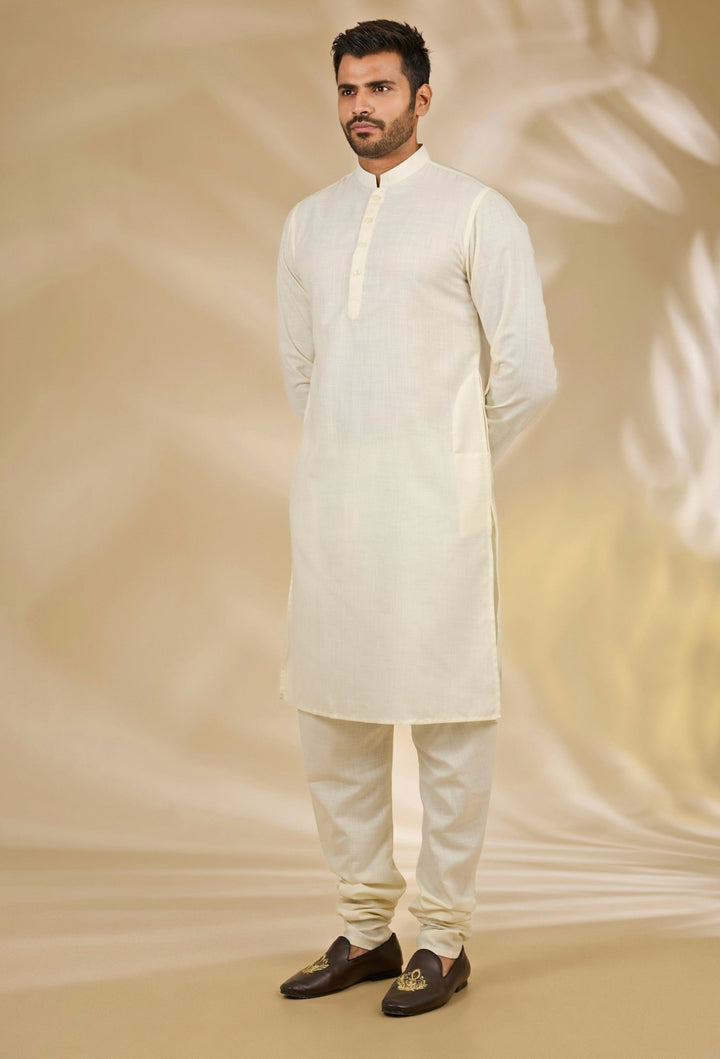 Manish Nagdeo Men Ivory Floral Printed Cotton Silk Bundi SetFabilicious Fashion