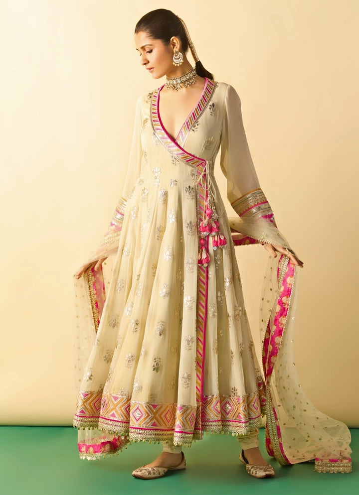 Gopi Vaid Ivory Georgette Anarkali SetFabilicious Fashion