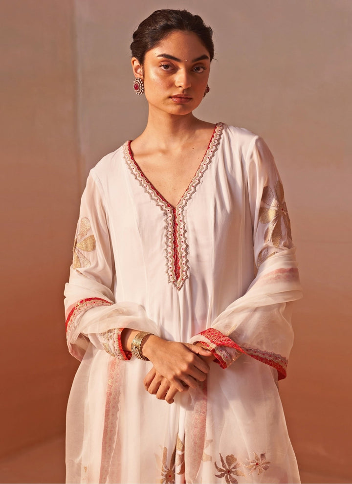Nitika Gujral Ivory Georgette Anarkali SetFabilicious Fashion