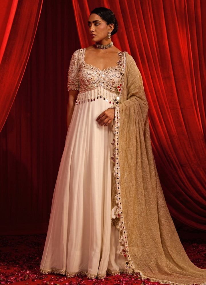 Nidhika Shekhar Ivory Georgette AnarkaliFabilicious Fashion