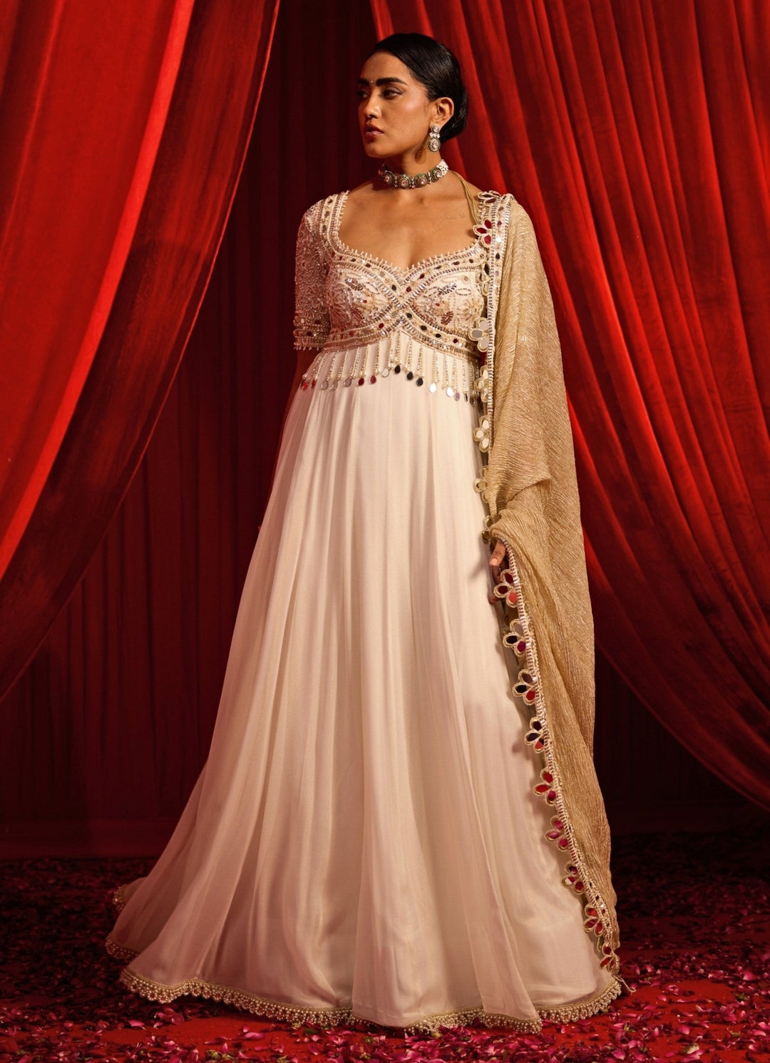 Nidhika Shekhar Ivory Georgette AnarkaliFabilicious Fashion