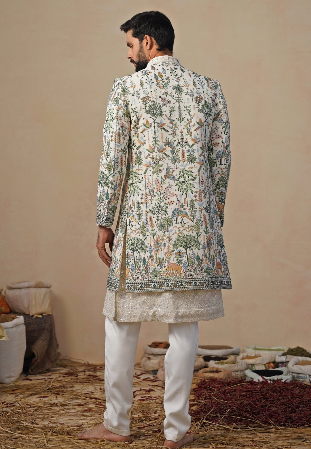 Ivory Georgette Indo - western Kurta Jacket Set Kalpraag - Fabilicious Fashion