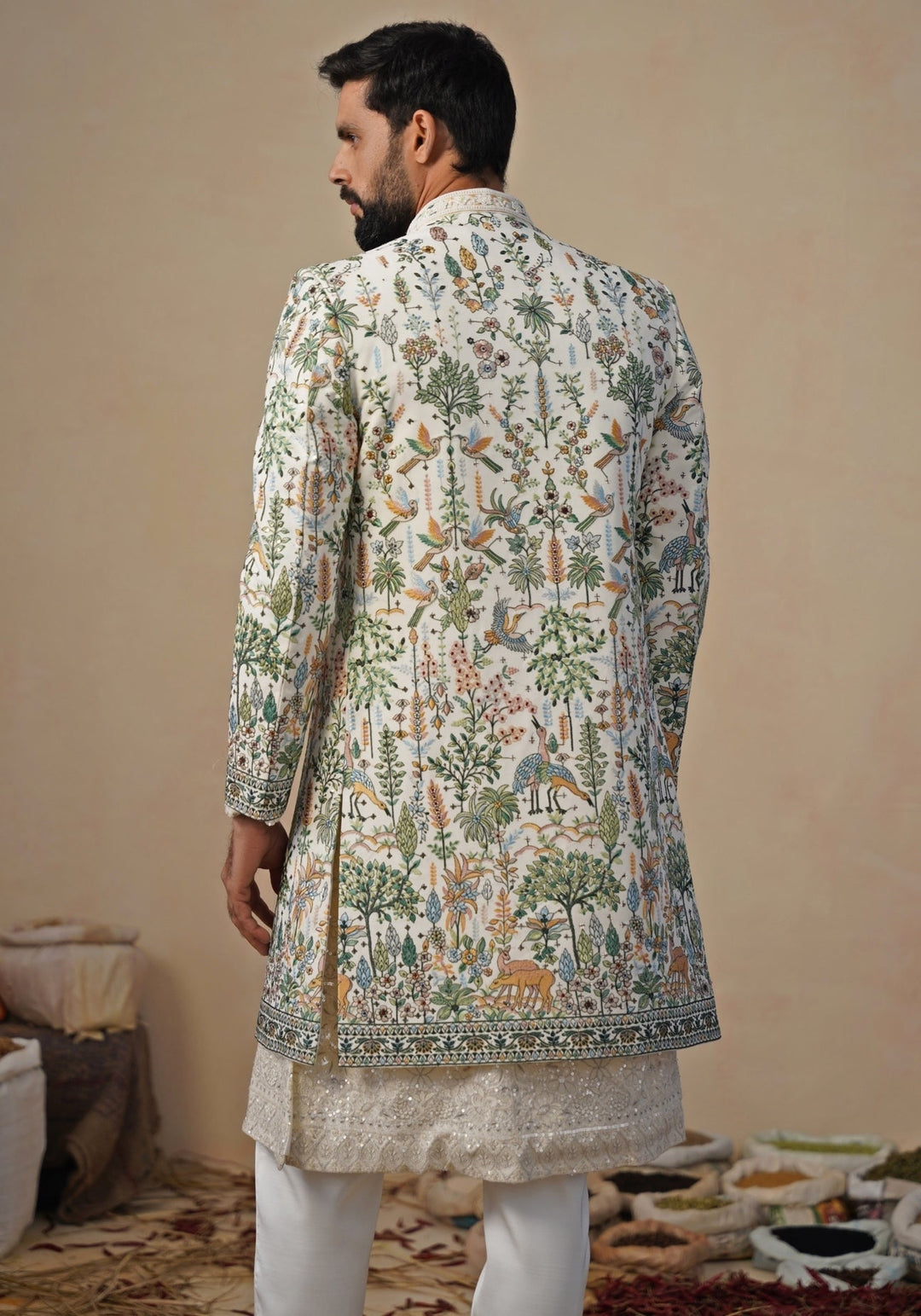 Ivory Georgette Indo - western Kurta Jacket Set Kalpraag - Fabilicious Fashion