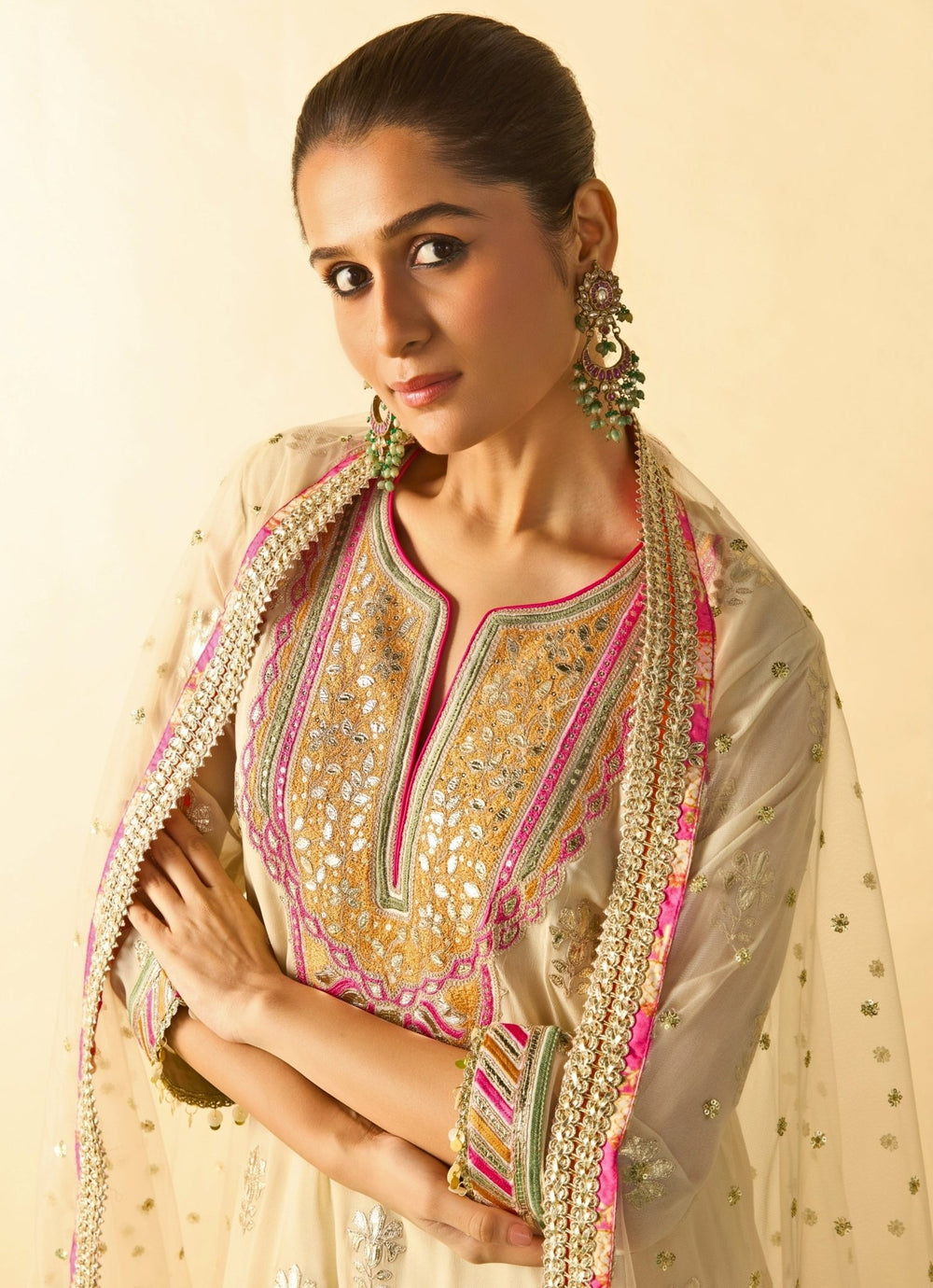 Gopi Vaid Ivory Georgette Kurta Sharara SetFabilicious Fashion