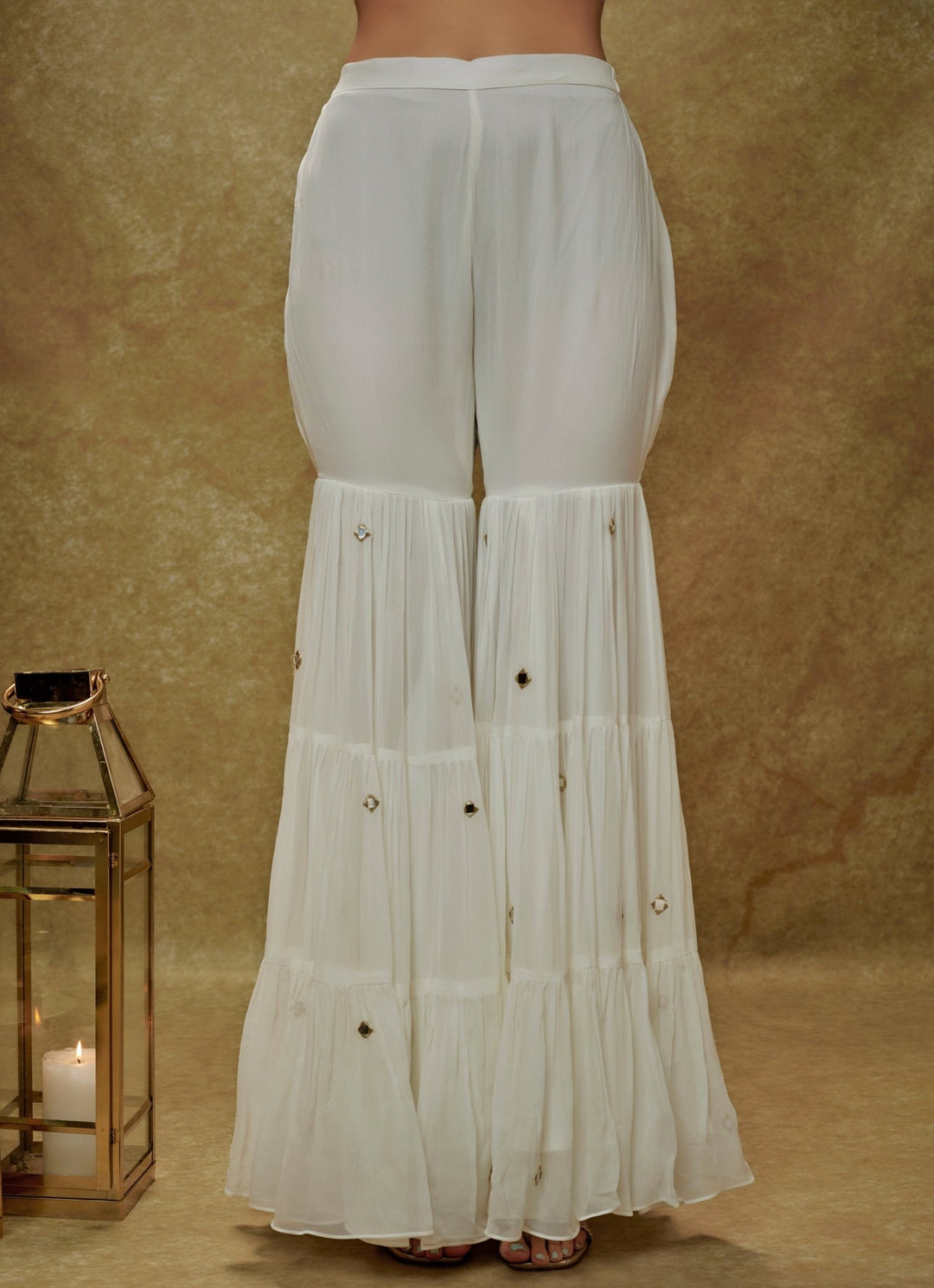 Ivory Georgette Kurta Sharara Set Renee Label - Fabilicious Fashion