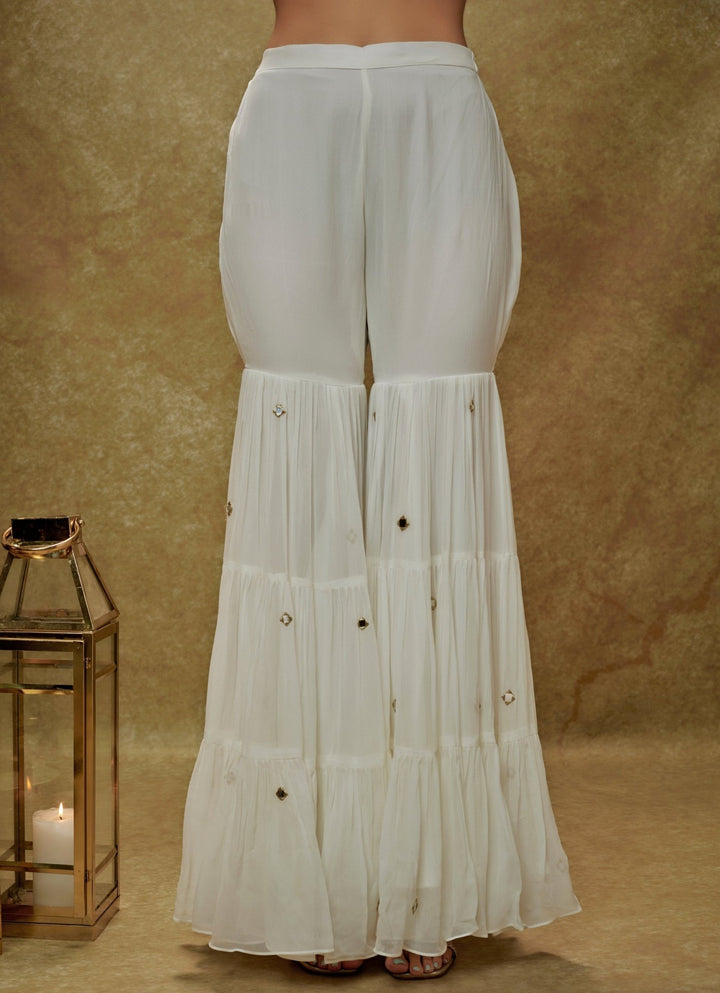 Ivory Georgette Kurta Sharara Set Renee Label - Fabilicious Fashion