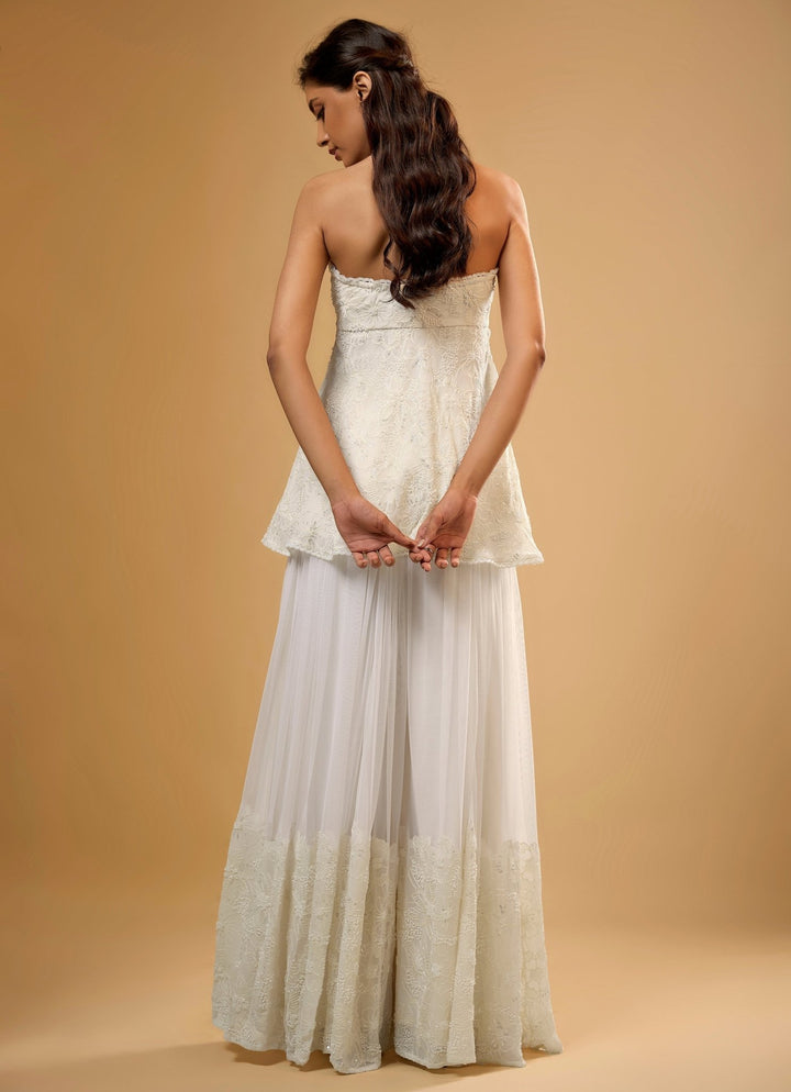 Ivory Georgette Kurta Sharara Set Renee Label - Fabilicious Fashion