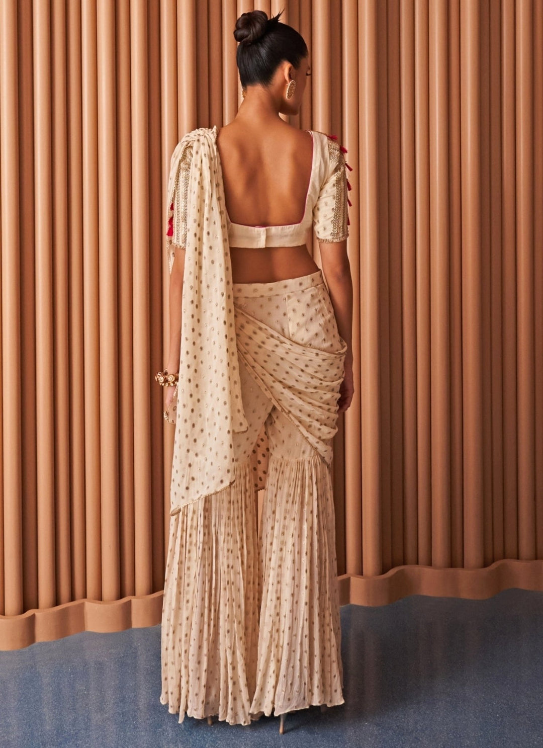 Rishi and Vibhuti Ivory Georgette Pant Saree SetFabilicious Fashion