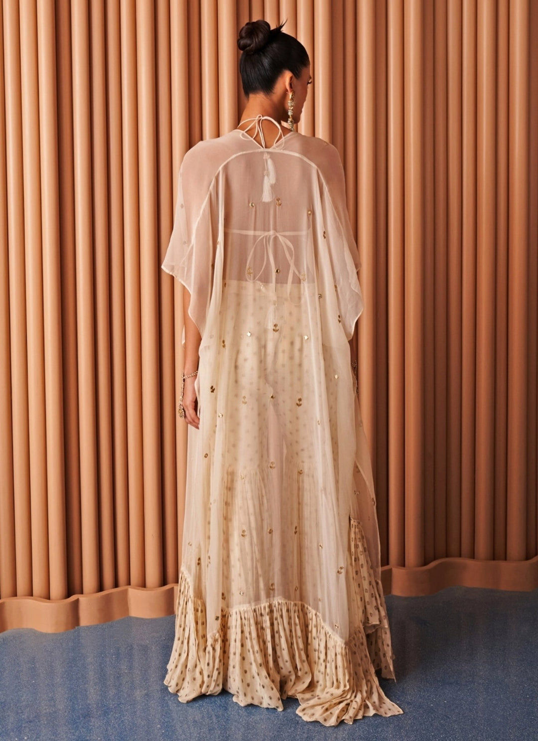 Rishi and Vibhuti Ivory Georgette Pants Set With CapeFabilicious Fashion