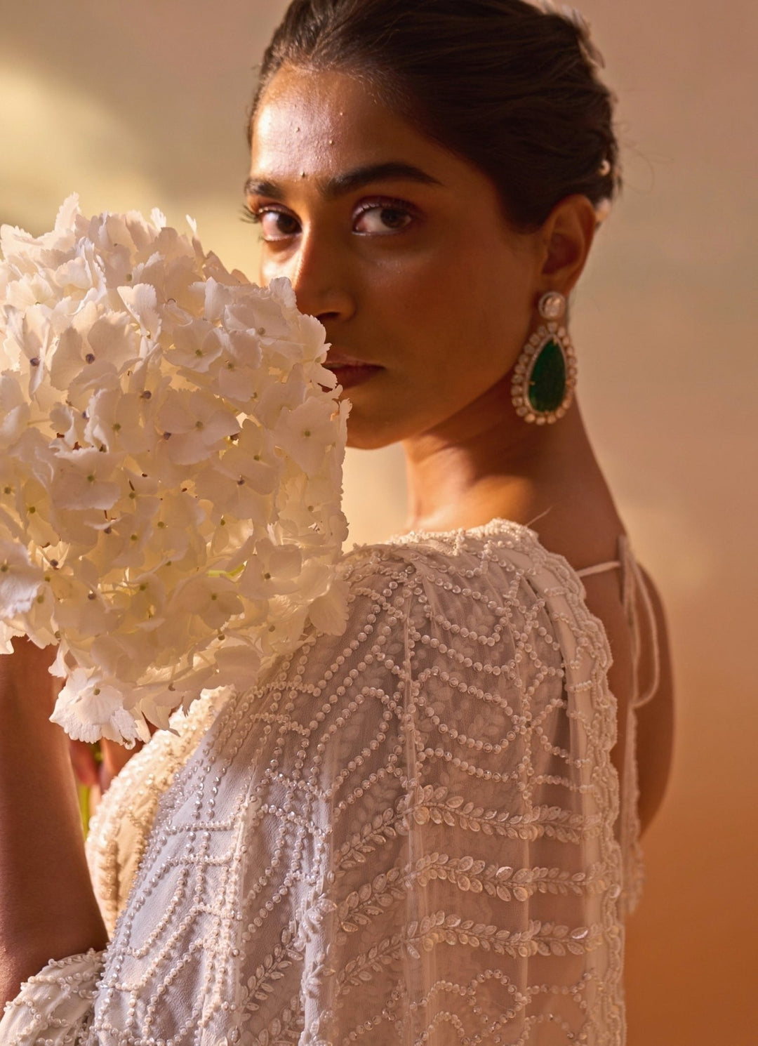 Nitika Gujral Ivory Georgette Saree With Sequins BlouseFabilicious Fashion
