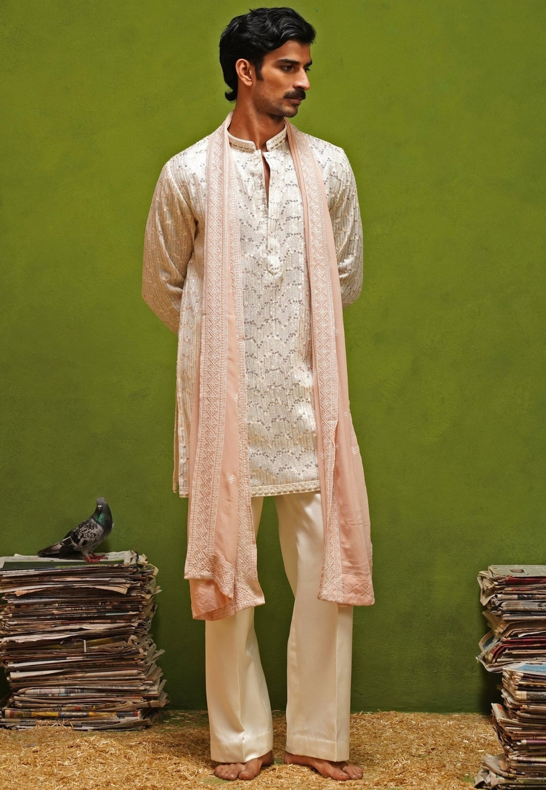 Kalpraag Ivory Georgette Short Kurta Set with DupattaFabilicious Fashion