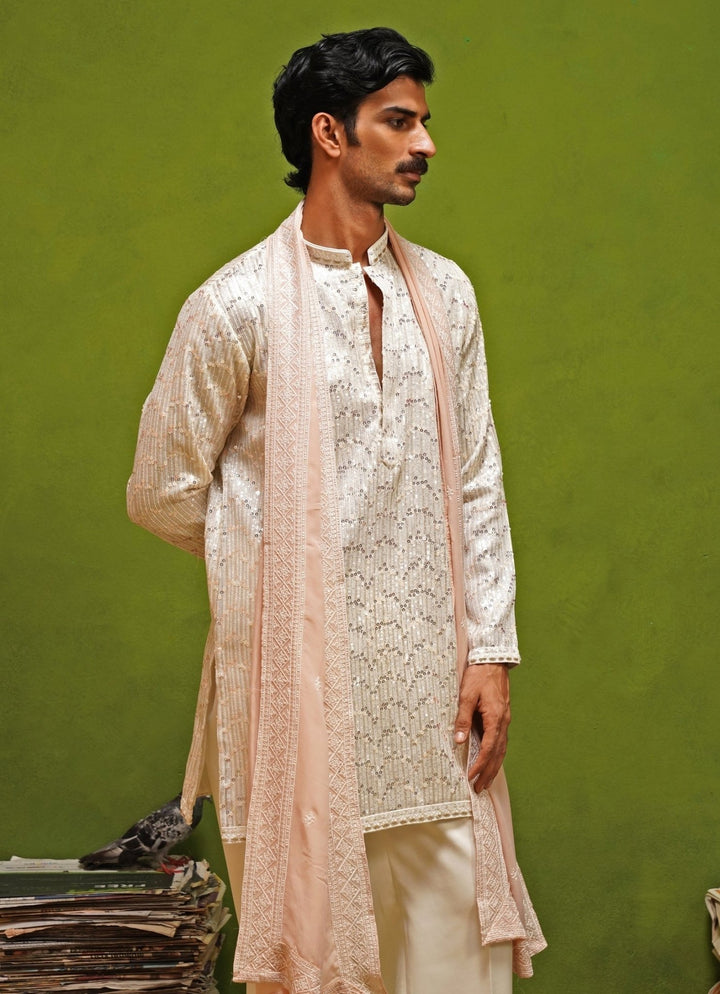 Kalpraag Ivory Georgette Short Kurta Set with DupattaFabilicious Fashion