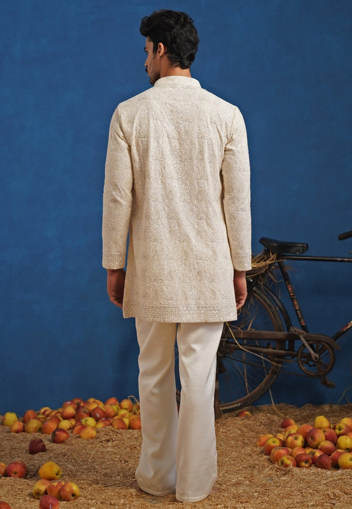 Ivory Georgette Short Kurta Set Kalpraag - Fabilicious Fashion