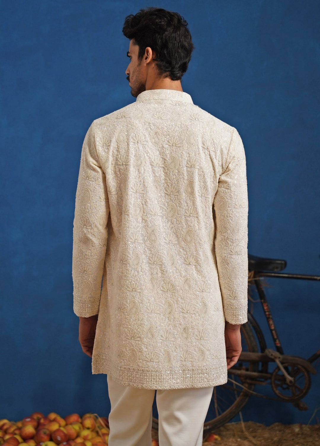 Ivory Georgette Short Kurta Set Kalpraag - Fabilicious Fashion