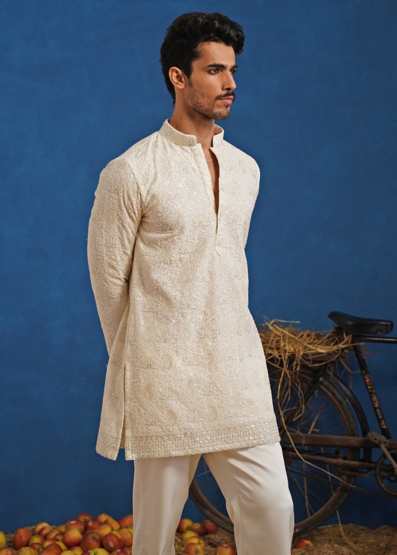 Ivory kurta set — refined holi outfit for men in breathable fabric