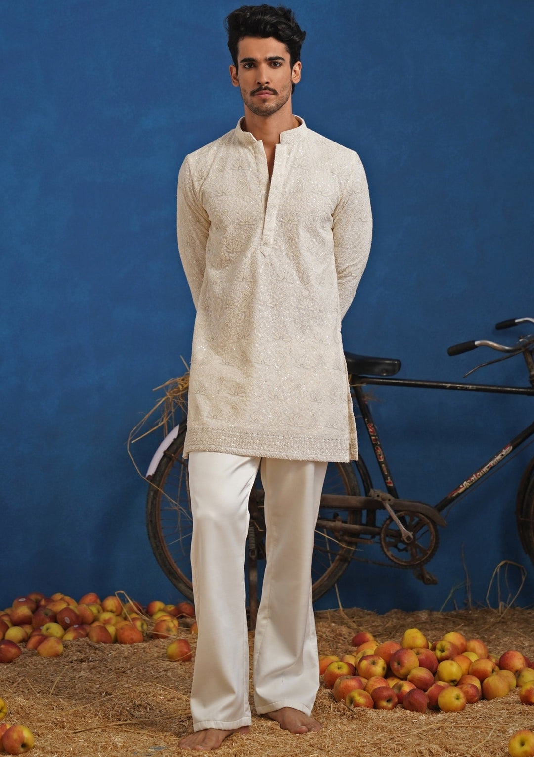 Ivory Georgette Short Kurta Set Kalpraag - Fabilicious Fashion